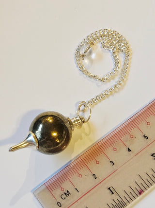 Pyrite Crystal Pendulum Natural Gemstone Silver Chain Dowsing Healing