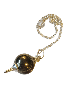 Pyrite Crystal Pendulum Natural Gemstone Silver Chain Dowsing Healing