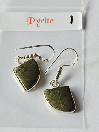 Pyrite Sterling Silver Earrings 1 Natural Stone Handcrafted Jewelry Genuine Gemstone