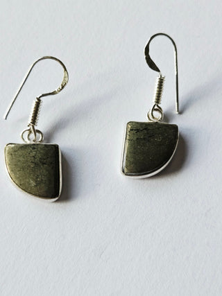 Pyrite Sterling Silver Earrings 1 Natural Stone Handcrafted Jewelry Genuine Gemstone