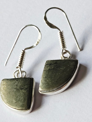 Pyrite Sterling Silver Earrings 1 Natural Stone Handcrafted Jewelry Genuine Gemstone