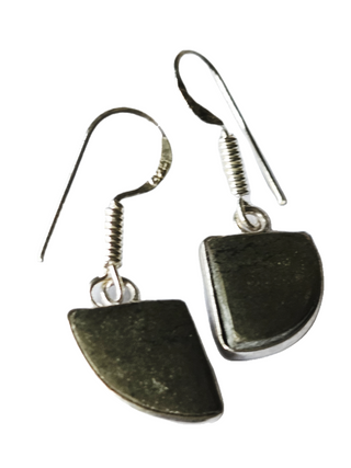 Pyrite Sterling Silver Earrings 1 Natural Stone Handcrafted Jewelry Genuine Gemstone