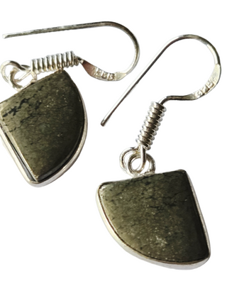 Pyrite Sterling Silver Earrings 1 Natural Stone Handcrafted Jewelry Genuine Gemstone