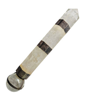 Quartz Crystal Healing Wand Sterling Silver Carnelian Ruby Labradorite 20cm
