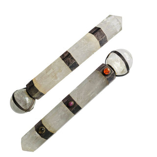 Quartz Crystal Healing Wand Sterling Silver Carnelian Ruby Labradorite 20cm