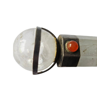 Quartz Crystal Healing Wand Sterling Silver Carnelian Ruby Labradorite 20cm