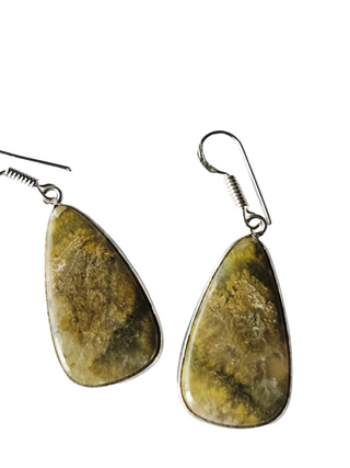 Rainforest Rhyolite Sterling Silver Earrings 1 Natural Stone Handcrafted Jewelry Genuine Gemstone
