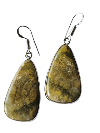 Rainforest Rhyolite Sterling Silver Earrings 1 Natural Stone Handcrafted Jewelry Genuine Gemstone