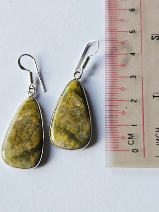 Rainforest Rhyolite Sterling Silver Earrings 1 Natural Stone Handcrafted Jewelry Genuine Gemstone