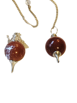 Red Jasper Crystal Pendulum Natural Gemstone Silver Chain Dowsing Healing