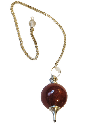 Red Jasper Crystal Pendulum Natural Gemstone Silver Chain Dowsing Healing