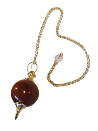 Red Jasper Crystal Pendulum Natural Gemstone Silver Chain Dowsing Healing