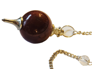Red Jasper Crystal Pendulum Natural Gemstone Silver Chain Dowsing Healing