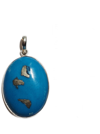 Resin Morenci Turquoise Resin Pyrite Sterling Silver Necklace Hand made