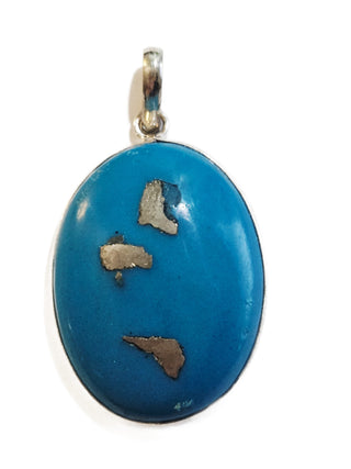 Resin Morenci Turquoise Resin Pyrite Sterling Silver Necklace Hand made