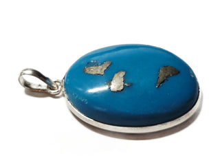 Resin Morenci Turquoise Resin Pyrite Sterling Silver Necklace Hand made