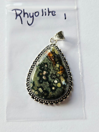 Rhyolite Sterling Silver Pendant 1 Natural Stone Handcrafted Jewelry Genuine Gemstone Necklace