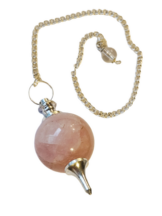 Rose Quartz Crystal Pendulum Natural Gemstone Silver Chain Dowsing Healing