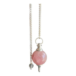 Rose Quartz Crystal Pendulum Natural Gemstone Silver Chain Dowsing Healing