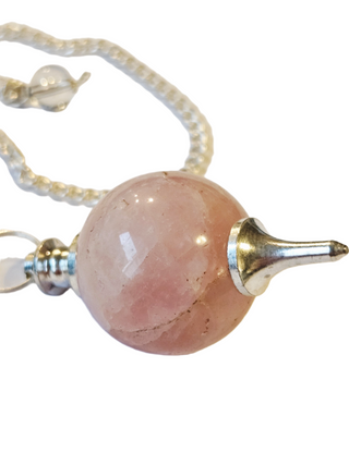 Rose Quartz Crystal Pendulum Natural Gemstone Silver Chain Dowsing Healing