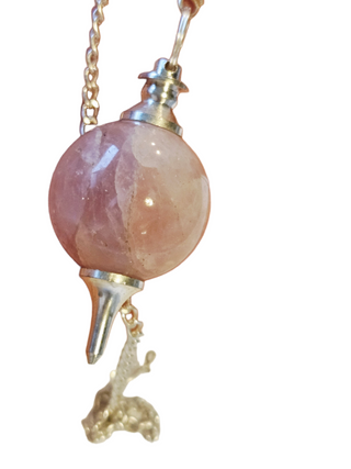 Rose Quartz Crystal Pendulum Natural Gemstone Silver Chain Dowsing Healing