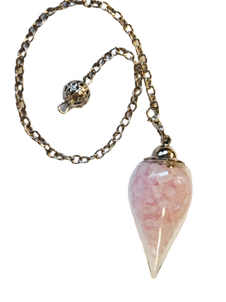Rose Quartz Glass Crystal Pendulum Natural Gemstone Silver Chain Dowsing Healing