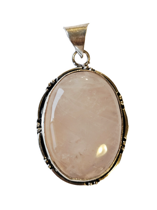 Rose Quartz Sterling Silver Pendant 2 Natural Stone Handcrafted Jewelry Genuine Gemstone Necklace