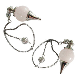Rose Quartz Crystal Pendulum Natural Gemstone Silver Chain Dowsing Healing