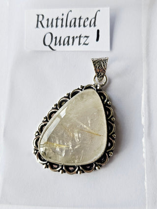 Rutilated Quartz Sterling Silver Pendant 1 Natural Stone Handcrafted Jewelry Genuine Gemstone Necklace