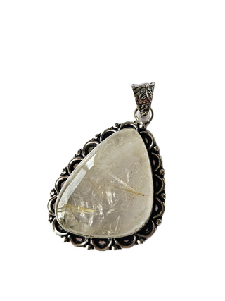 Rutilated Quartz Sterling Silver Pendant 1 Natural Stone Handcrafted Jewelry Genuine Gemstone Necklace