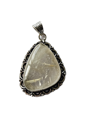 Rutilated Quartz Sterling Silver Pendant 1 Natural Stone Handcrafted Jewelry Genuine Gemstone Necklace