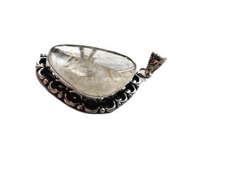 Rutilated Quartz Sterling Silver Pendant 1 Natural Stone Handcrafted Jewelry Genuine Gemstone Necklace