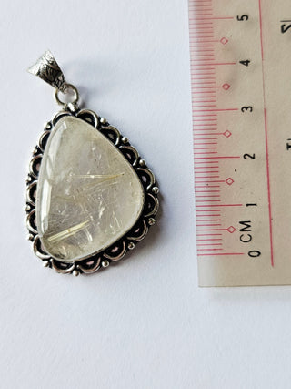Rutilated Quartz Sterling Silver Pendant 1 Natural Stone Handcrafted Jewelry Genuine Gemstone Necklace