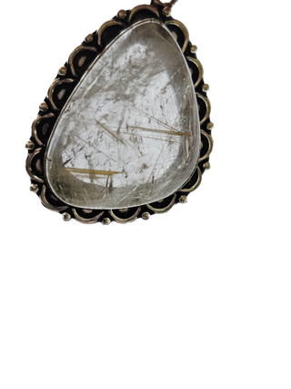 Rutilated Quartz Sterling Silver Pendant 1 Natural Stone Handcrafted Jewelry Genuine Gemstone Necklace