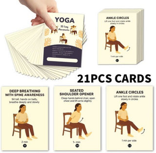 21pcs Seated Yoga Cards,Easy Chair Movements Poses Illustrated Step-By-Step Guide,Fitness Equipment Cards For Yoga Instructors