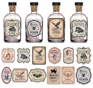 12 Mystical Apothecary Stickers Potion Bottle & Journal Labels