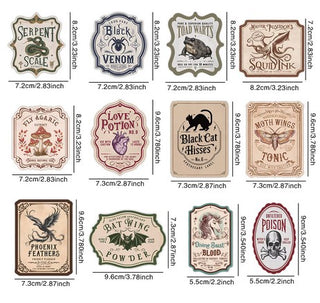 12 Mystical Apothecary Stickers Potion Bottle & Journal Labels