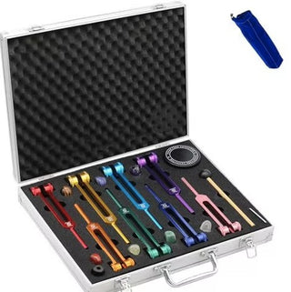 PLANETARY TUNING FORK SET Weighted Cosmic Octave Sound Therapy 10 Forks Crystals Mallet & Case