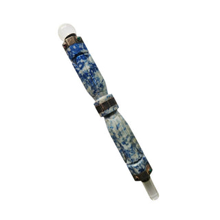 Natural Sodalite Wand Sterling Silver Garnet Emerald Double Quartz Point 20cm