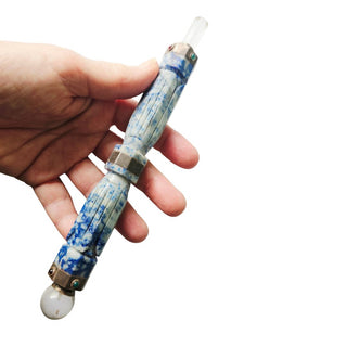 Natural Sodalite Wand Sterling Silver Garnet Emerald Double Quartz Point 20cm