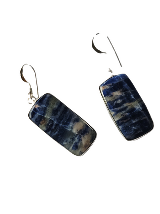 Sodalite Sterling Silver Earrings 1 Natural Stone Handcrafted Jewelry Genuine Gemstone