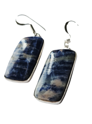 Sodalite Sterling Silver Earrings 1 Natural Stone Handcrafted Jewelry Genuine Gemstone