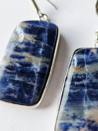 Sodalite Sterling Silver Earrings 1 Natural Stone Handcrafted Jewelry Genuine Gemstone