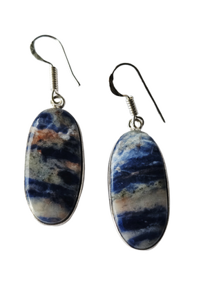 Sodalite Sterling Silver Earrings 2 Natural Stone Handcrafted Jewelry Genuine Gemstone