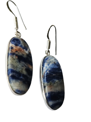 Sodalite Sterling Silver Earrings 2 Natural Stone Handcrafted Jewelry Genuine Gemstone