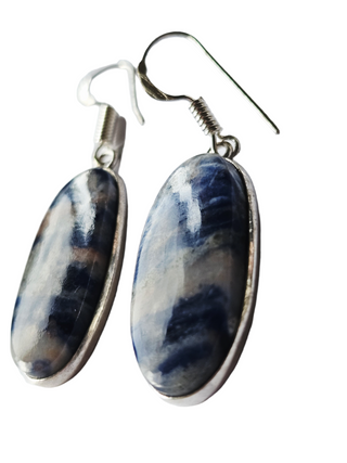 Sodalite Sterling Silver Earrings 2 Natural Stone Handcrafted Jewelry Genuine Gemstone