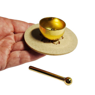 MINI SINGING BOWL ON FELT BASE Tibetan Style Brass Sound Healing Set Meditation Mindfulness Chime