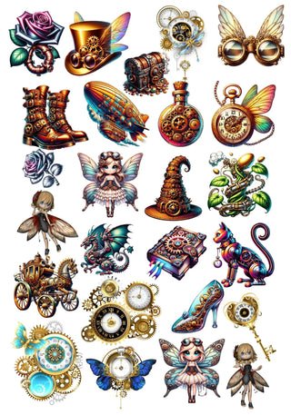 Steampunk Fairies - Pre Printed Water Slide Decal/ Dissolving/Tattoo Paper