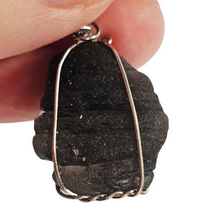 Raw Tektite Pendant Wire Wrapped Meteorite Glass Grounding Stone
