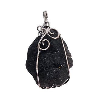 Raw Tektite Pendant Wire Wrapped Meteorite Glass Grounding Stone